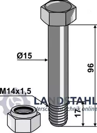 Schraube mit Sicherungsmutter - M14x1,5 - 10.9